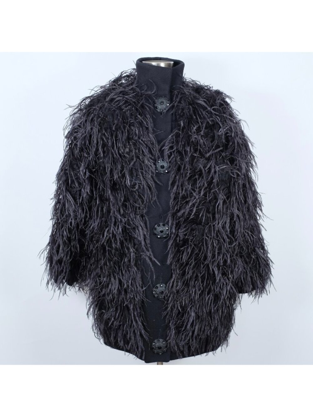 Chanel 08A Jacket Coat Dress 38 / 6 Ostrich Feather 2008 oversized 2008 Cashmere